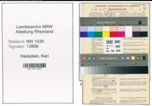 Entnazifizierung Karl Hackstein , geb. 05.11.1889 (Schlosser)