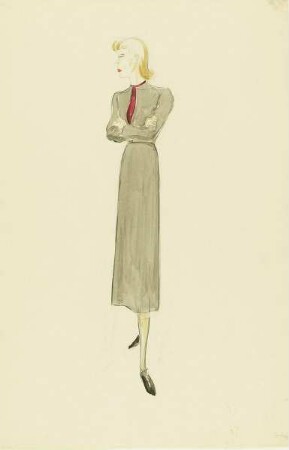 Dame in grauem Kleid