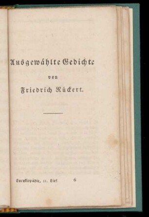 Ausgewählte Gedichte von Friedrich Rückert.