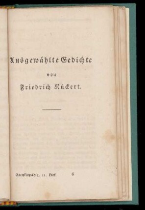 Ausgewählte Gedichte von Friedrich Rückert.