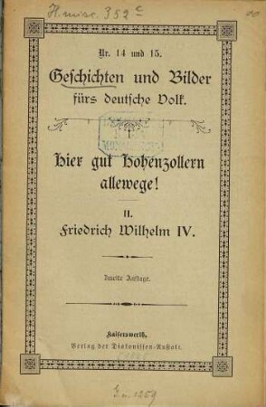 Hier gut Hohenzollern allewege!, 2 = 14.15