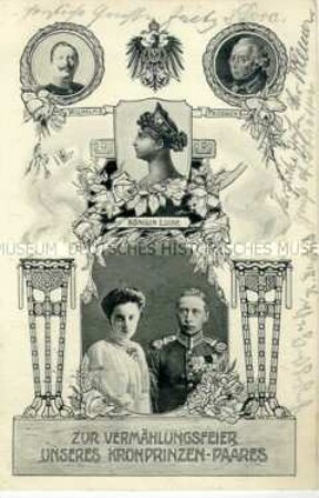 Postkarte zur Hochzeit von Kronprinz Wilhelm und Cecilie