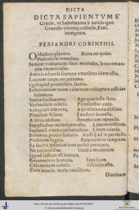 Dicta Sapientum E Græcis Erasmo interprete