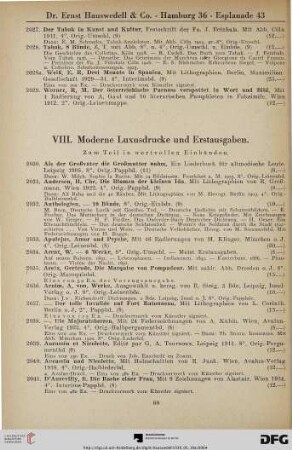 VIII. Moderne Luxusdrucke und Erstausgaben (Nr. 2030-2435)