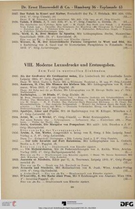 VIII. Moderne Luxusdrucke und Erstausgaben (Nr. 2030-2435)