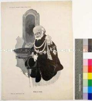 Karikatur des deutschen Malers und Illustrators Adolph Menzel, eine Beilage der Zeitschrift Kladderadatsch