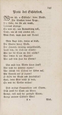 Preis des Schöpfers