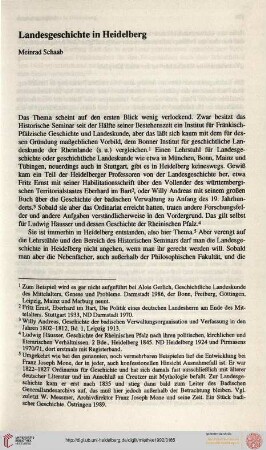 Landesgeschichte in Heidelberg (M. Schaab)