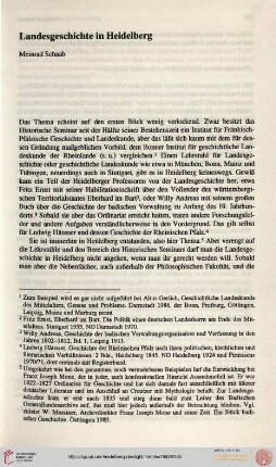 Landesgeschichte in Heidelberg (M. Schaab)