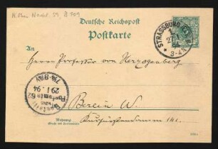 Postkarte an Heinrich von Herzogenberg : 27.01.1894