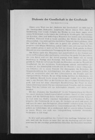 Diakonie der Gesellschaft in der Großstadt