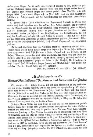 Abschiedsworte an die Herren Oberstudienrat Dr. Krause und Studienrat Dr. Gerdes
