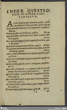 Index Questionum In Opere Contentarum