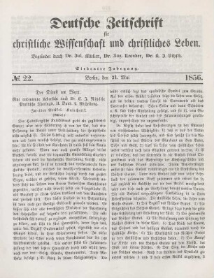 169-173 "Praktische Theologie. Der Dienst am Wort" von C.I. Nitzsch (Schluß)