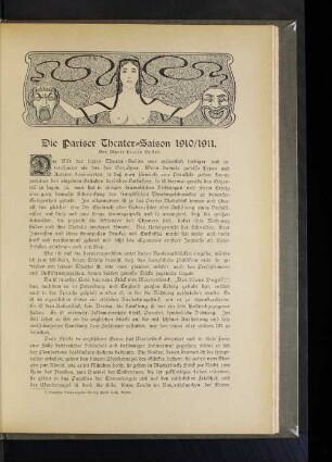 Die Pariser Theater-Saison 1910/1911
