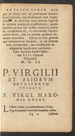 P. Virgi. Maronis Culex.