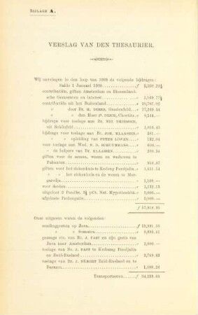 Bijlage A. Verslag van den Thesaurier
