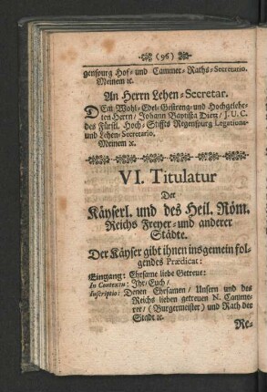 VI. Titulatur