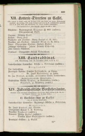 XII. Lotterie=Direction zu Cassel.