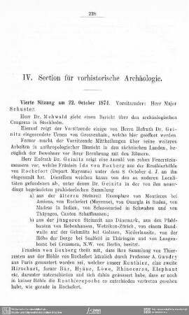 IV. Section für vorhistorische Archäologie