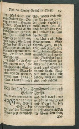 Von der Person, Menschwerdung und Geburt Christi.