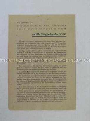 Flugblatt der VVN mit dem Wortlaut des Aufrufes der Länderkonferenz 1947 in München