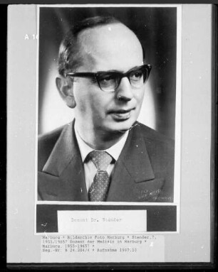 Stender,?, 1955/1965? Dozent der Medizin in Marburg