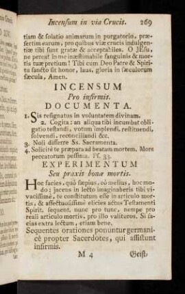 269-290, Incensum pro Infirmis. Officium pro felici morte.