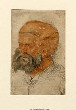 Joseph (Petrus?), halb nach links gewendet, bärtig, kahlköpfig