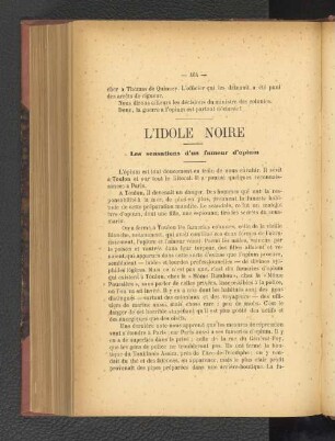 L'Idole noire. Les sensations d'un fumeur d'opium.