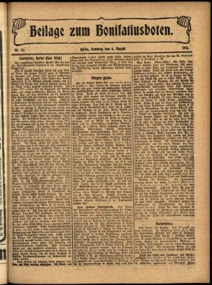 Zweite Ausgabe vom Sonntag, den 06. August 1911.