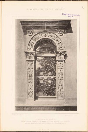 Fürstenhof, Wismar: Ansicht Fenster EG Hofseite (aus: Denkmäler Deutscher Renaissance, hrsg. v. K.E.O. Fritsch, 4.Bd., 1891)