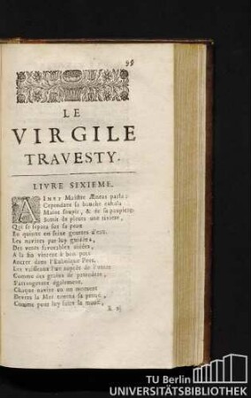 Le Virgile Travesty. Livre Sixieme.