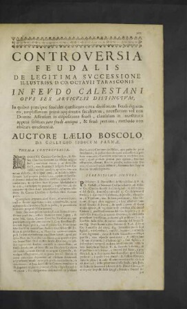 Controversia Feudalis de Legitima Successione