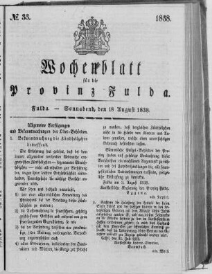Nr. 33, Ausgabe vom 18. August 1838