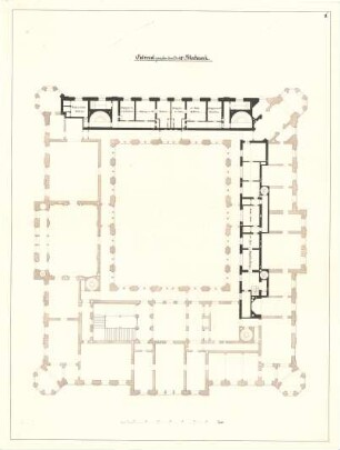 Gärtner, Friedrich von; München; Wittelsbacherpalast - Zwischengeschoss (Grundriss)