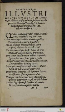 Nvncvpatoria. Illvstri et inclito Heroi ac Domino, D. Philippo, Hessię totius [...]