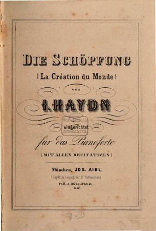 Die Schöpfung : = La création du monde
