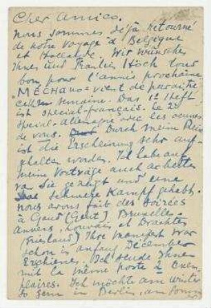 Postkarte von Theo van Doesburg an Raoul Hausmann. Oberweimar