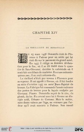 Chapitre XIV: La viellesse de Donatello