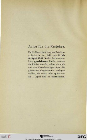 Aviso für die Ersteher