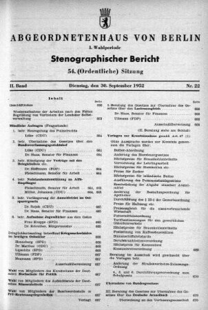 Nr. 22 (54), 30. September 1952