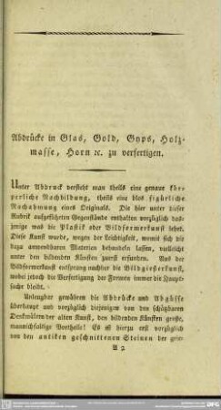Abdrücke in Glas, Gold, Gyps, Holzmasse, Horn etc. zu verfertigen