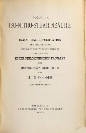 Ueber die Iso-Nitro-Stearinsäure : Inaug.-Diss.
