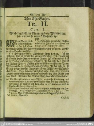 Von Ehe-Sachen. Tit. II.