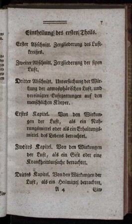 Eintheilung des ersten Theils.