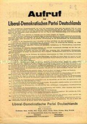 Aufruf der LDPD zur Neugründung und zum Wiederaufbau