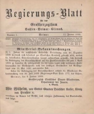 1893: Regierungsblatt für Sachsen-Weimar-Eisenach : auf das Jahr ...