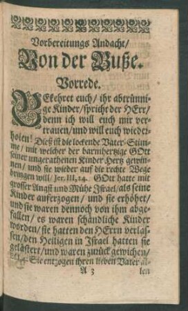 Vorbereitungs Andacht/ Von der Buße