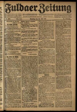 Erste Ausgabe vom Samstag, den 14. Juli 1917.